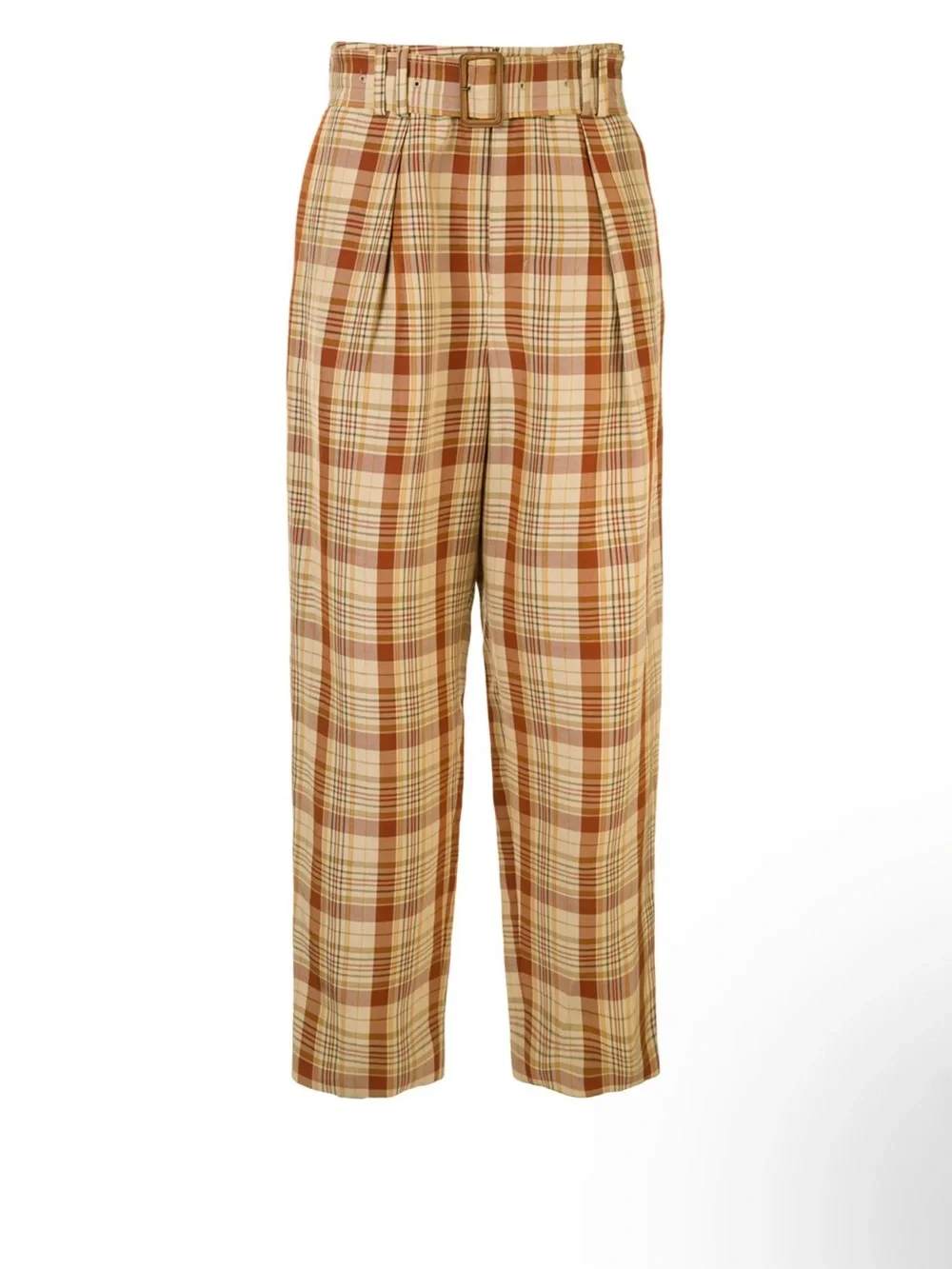 Tomorrowland belted waist trousers Plaid Pleated Pants Adjustable Waist 30 S